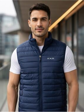 Storm Navy Quilted Jacket with KKR Embroidery Sz M New without tags